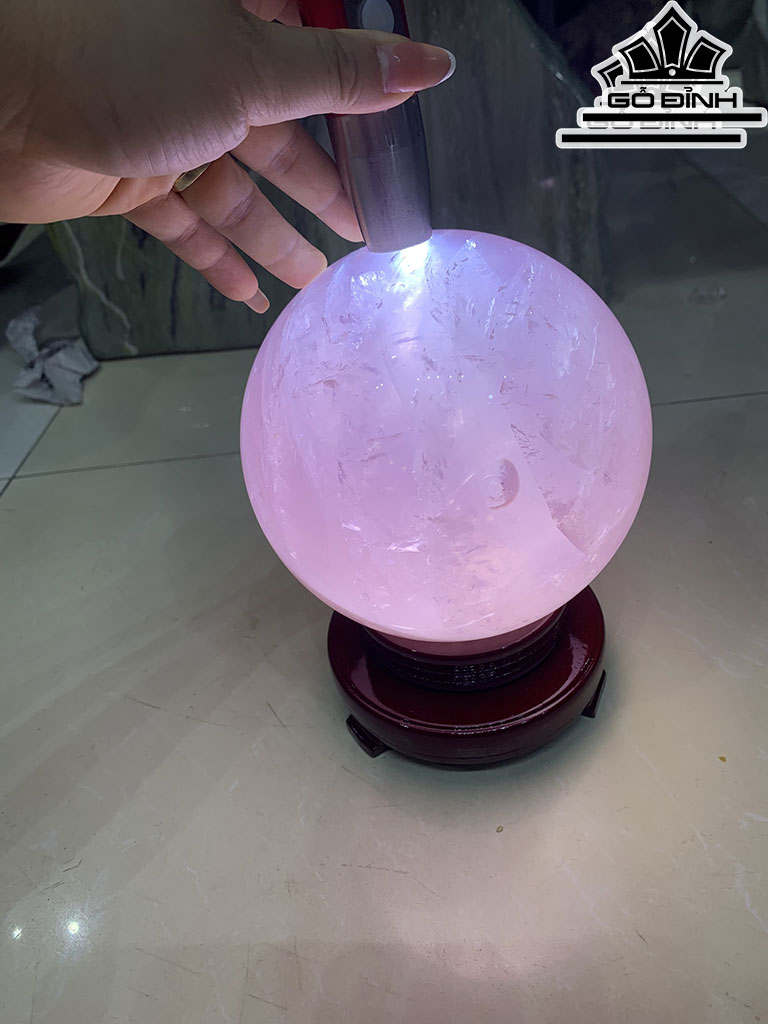 Bi cầu Đá Thạch Anh Hồng Đường Kính 13,8(cm) 3..8kg