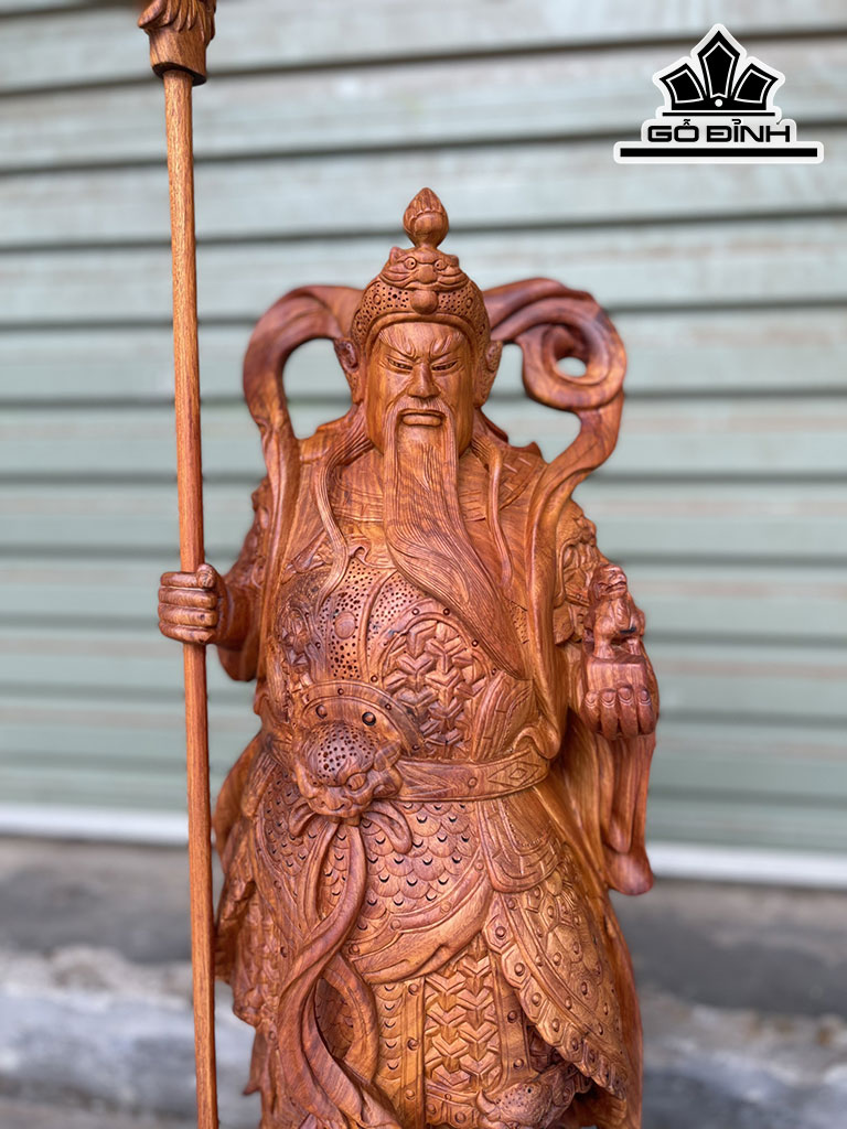 Tượng Quan Công Trấn Ải Gỗ Hương Cao 70 Ngang 28 Sâu 24 (cm)