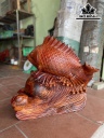 Tượng Song Ngư Mẫu Tử Gỗ Hương Cao 62 Ngang 62 Sâu 36 (cm)