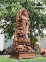 Tượng Phật Bà Liên Hoa Gỗ Bách Xanh Cao 89 Ngang 32 Sâu 29 (cm)