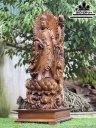 Tượng Phật Bà Liên Hoa Gỗ Bách Xanh Cao 89 Ngang 32 Sâu 29 (cm)