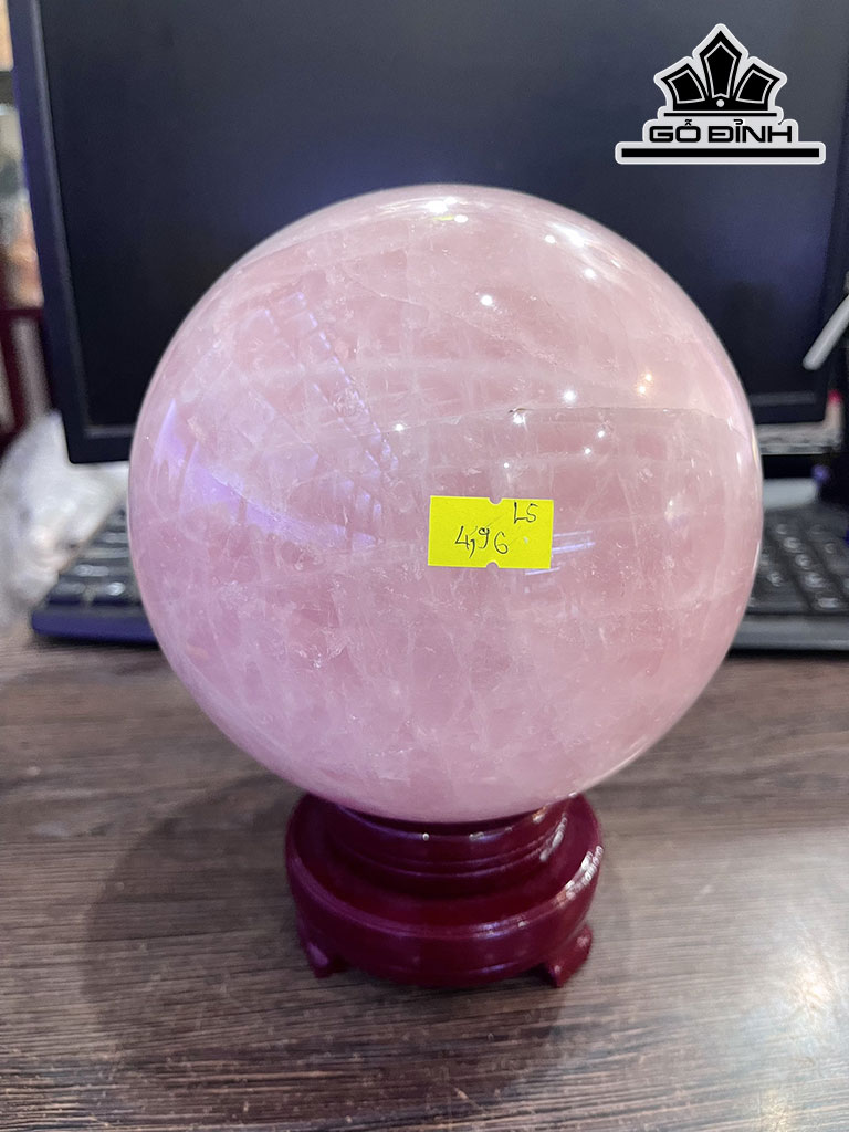 Bi Cầu Đá Thạch Anh Hồng Đường Kính Hạt 15(cm) 4.96kg