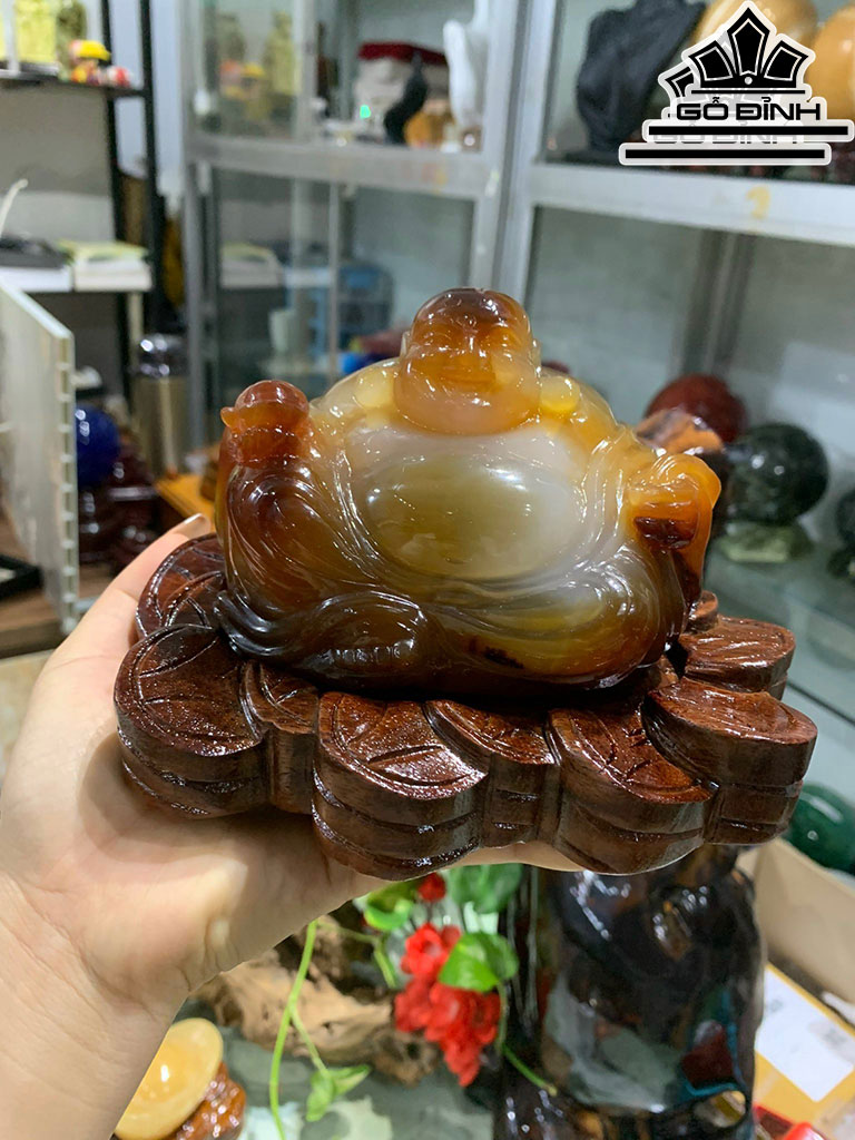 Di Lặc Đá Mã Não Cao 12 Ngang 8 Sâu 8.6(cm) 0,92kg