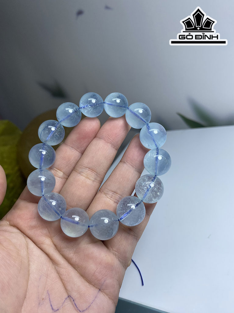 Vòng Tay Đá Aquamarine Đường Kính Hạt 15(mm)