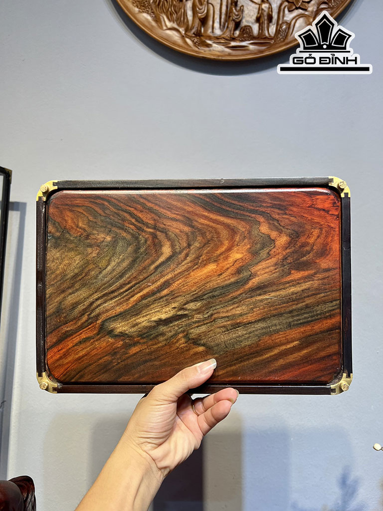 Khay Trà Gỗ Trắc Cao 22,5 Ngang 33 Sâu 3 (cm)