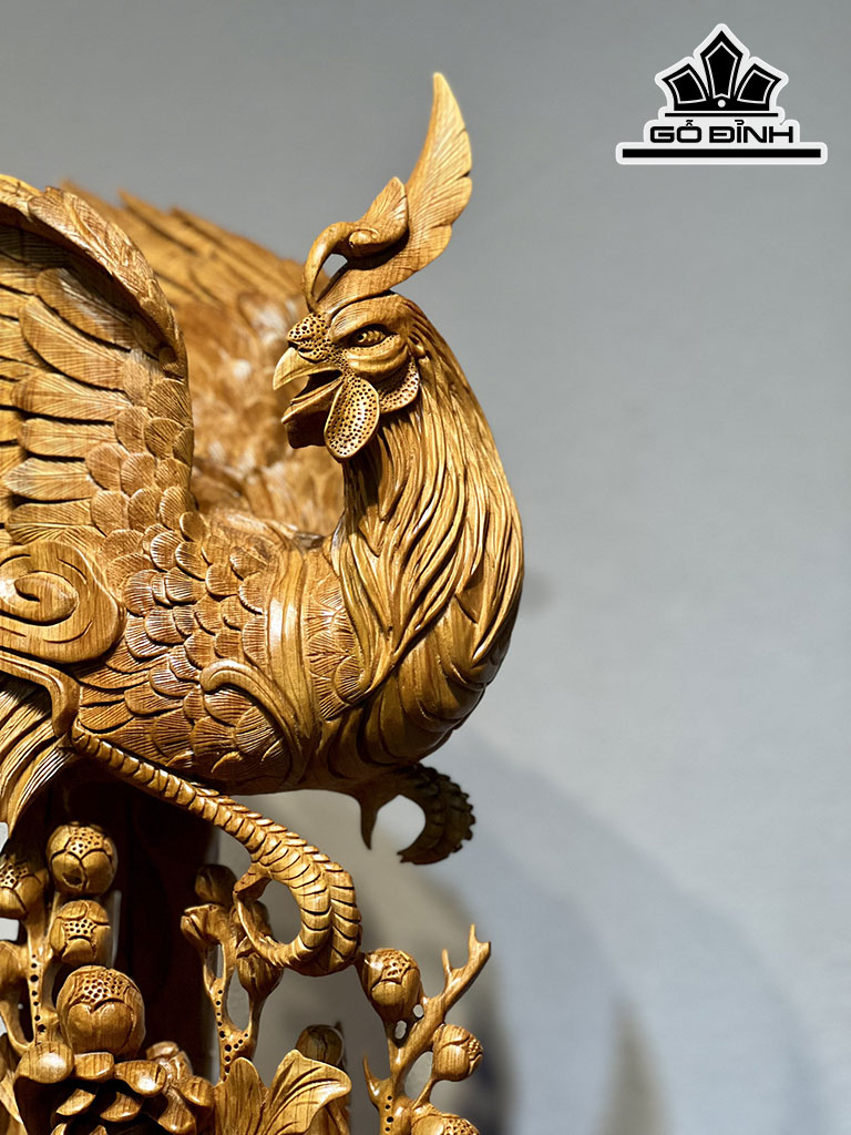 Tượng Chim Phượng Hoàng Gỗ Ngọc Am Phượng Hoàng Cao 73 Ngang 36 Sâu 31 (cm)