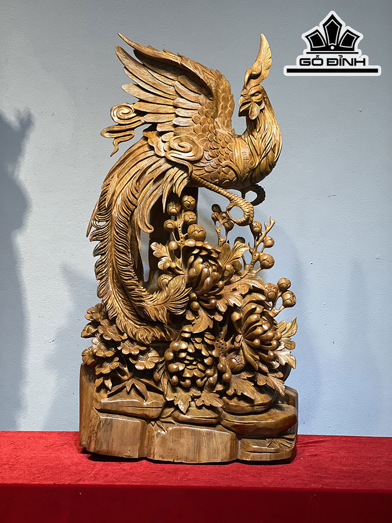Tượng Chim Phượng Hoàng Gỗ Ngọc Am Phượng Hoàng Cao 73 Ngang 36 Sâu 31 (cm)