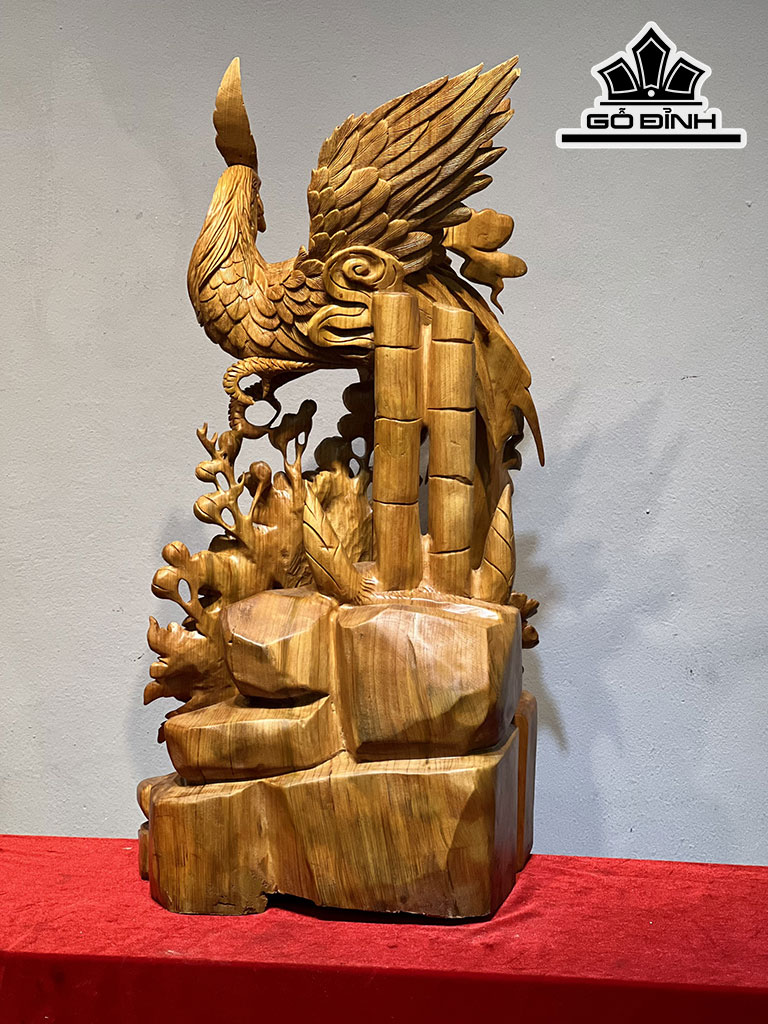 Tượng Chim Phượng Hoàng Gỗ Ngọc Am Phượng Hoàng Cao 73 Ngang 36 Sâu 31 (cm)