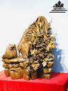 Tượng Gia Đình Gà Gỗ Bách Xanh Cao 72 Ngang 70 Sâu 28 (cm)