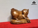 Tượng Heo Gỗ Hương Cao 22 Ngang 31 Sâu 21 (cm)