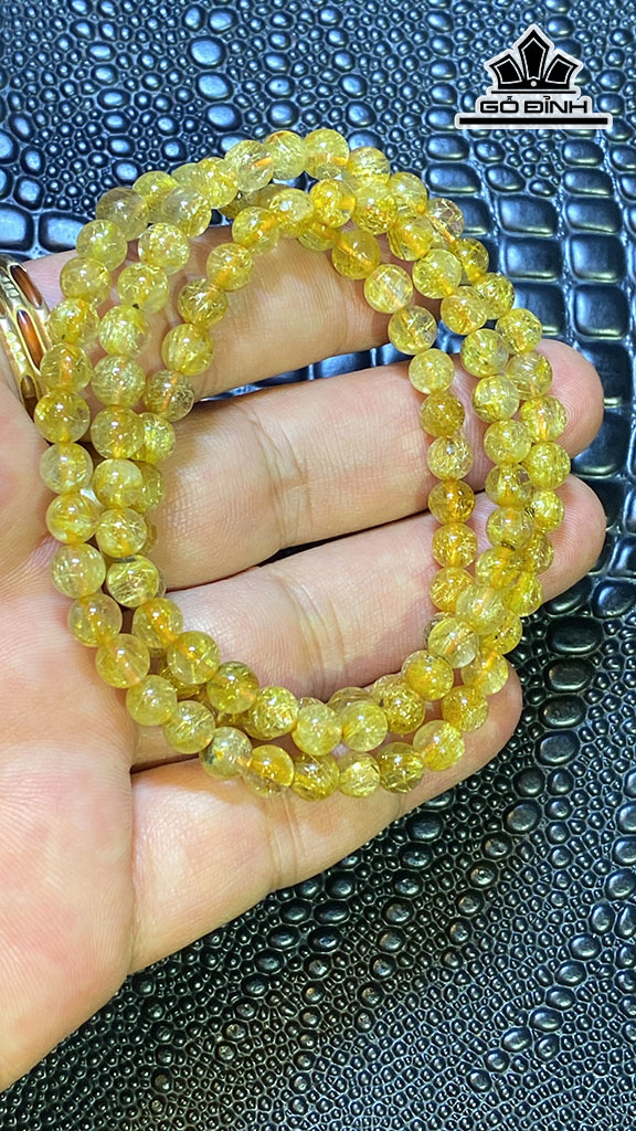 Chuỗi Đá Thạch Anh Tóc Vàng Đường Kính Hạt 5,8 (mm) 26gr