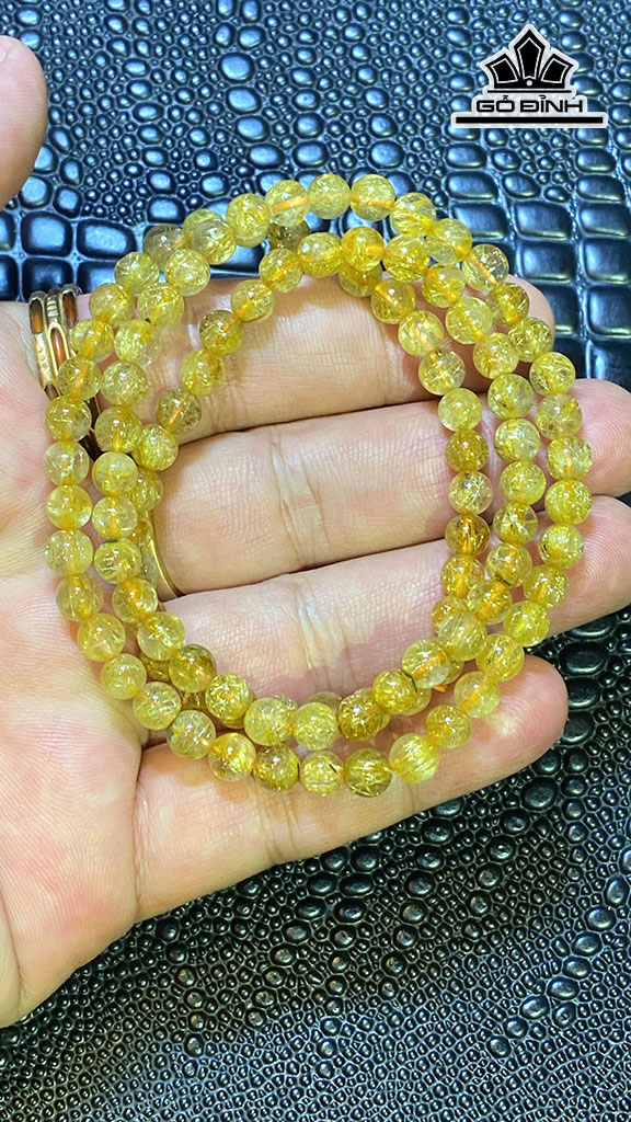 Chuỗi Đá Thạch Anh Tóc Vàng Đường Kính Hạt 5,8 (mm) 26gr