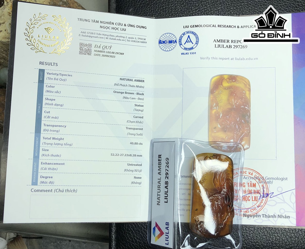 Mặt Dây Chuyền Đá Hổ Phách Cao 52 Ngang 27 Sâu 8 (mm) 8gr