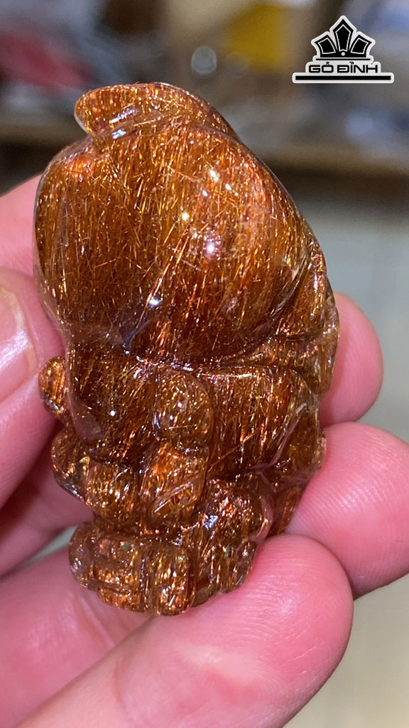 Mặt Dây Chuyền Tỳ Hưu Đá Thạch Anh Tóc Nâu Cao 43,8 Ngang 27,8 Sâu 22 (mm) 35,8gr