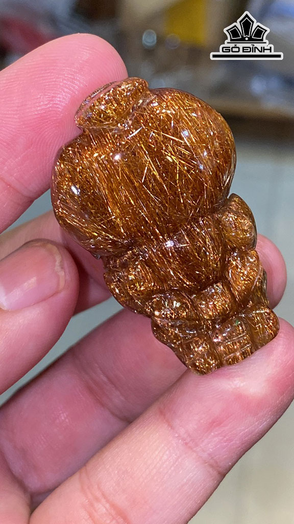 Mặt Dây Chuyền Tỳ Hưu Đá Thạch Anh Tóc Nâu Cao 43,8 Ngang 27,8 Sâu 22 (mm) 35,8gr