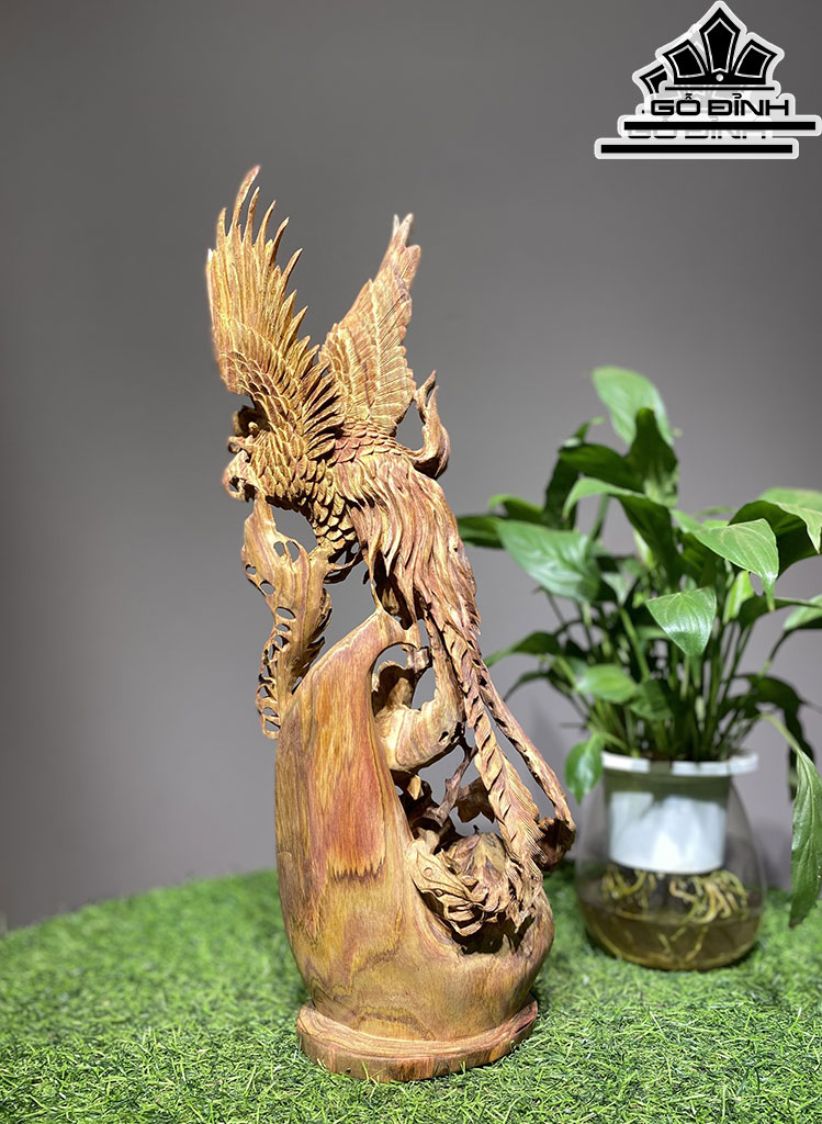Tượng Chim Phượng Hoàng Gỗ Sưa Cao 44 Ngang 17 Sâu 14 (cm)