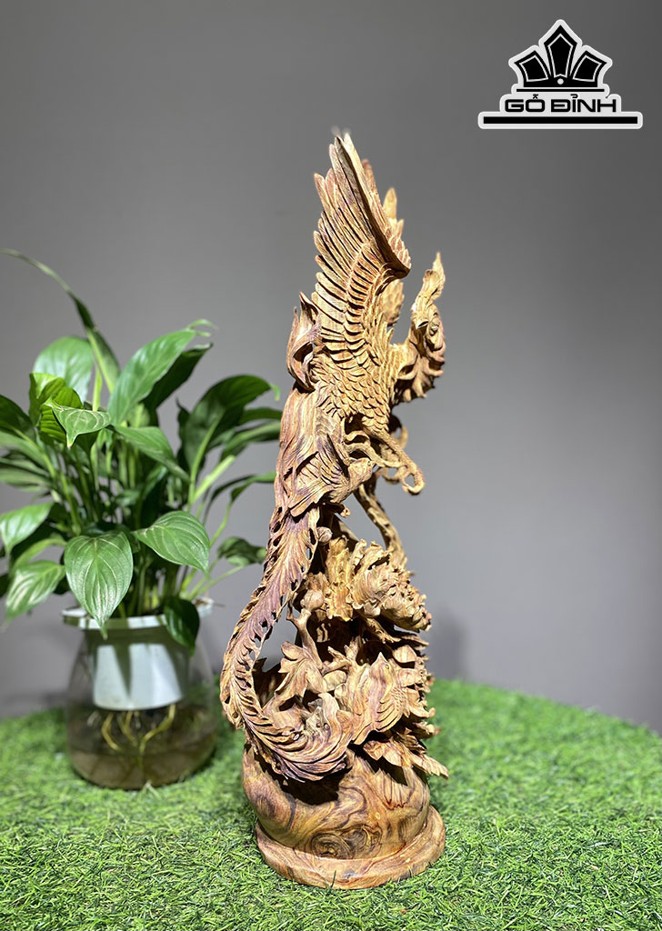 Tượng Chim Phượng Hoàng Gỗ Sưa Cao 44 Ngang 17 Sâu 14 (cm)