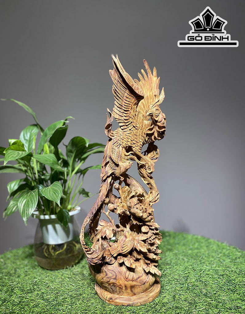 Tượng Chim Phượng Hoàng Gỗ Sưa Cao 44 Ngang 17 Sâu 14 (cm)