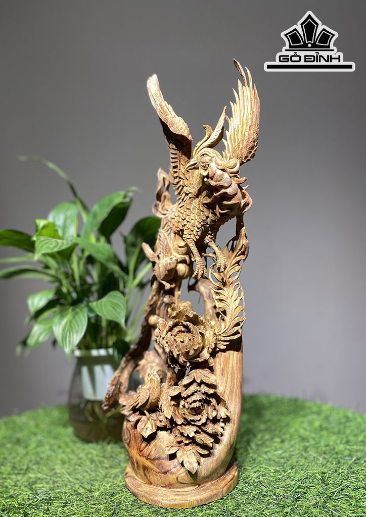 Tượng Chim Phượng Hoàng Gỗ Sưa Cao 44 Ngang 17 Sâu 14 (cm)