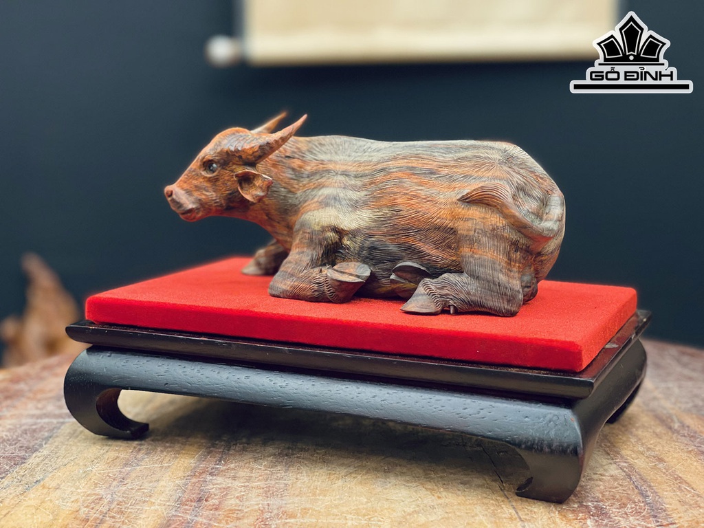 Tượng Trâu Gỗ Trắc Cao 18 Ngang 21 Sâu 10 (cm)