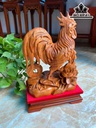 Tượng Gà Trống Gỗ Hương Cao 45 Ngang 25 Sâu 16 (cm)