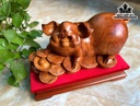 Tượng Heo Gỗ Hương Cao 25 Ngang 36 Sâu 17 (cm)