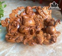 Tượng Phật Di Lặc Nhị Phúc Gỗ Hương Cao 30 Ngang 60 Sâu 41 (cm)