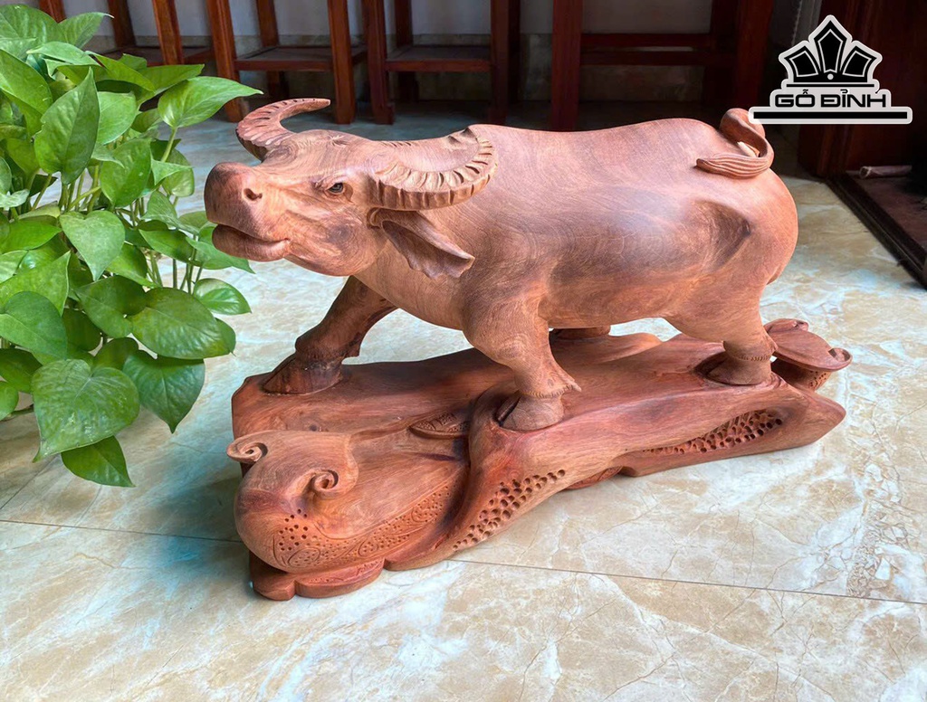 Tượng Trâu Gỗ Hương Cao 27 Ngang 47 Sâu 16 (cm)