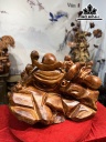 Tượng Phật Di Lặc Ngũ Phúc Gỗ Hương Cao 58 Ngang 86 Sâu 52 (cm)