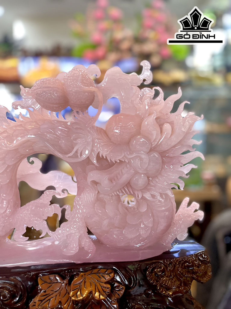 Rồng Đá Thạch Anh Hồng Cao 30 Ngang 42(cm) 6kg