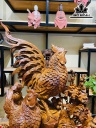 Tượng Gia Đình Gà Gỗ Hương Cao 70 Ngang 55 Sâu 26 (cm)