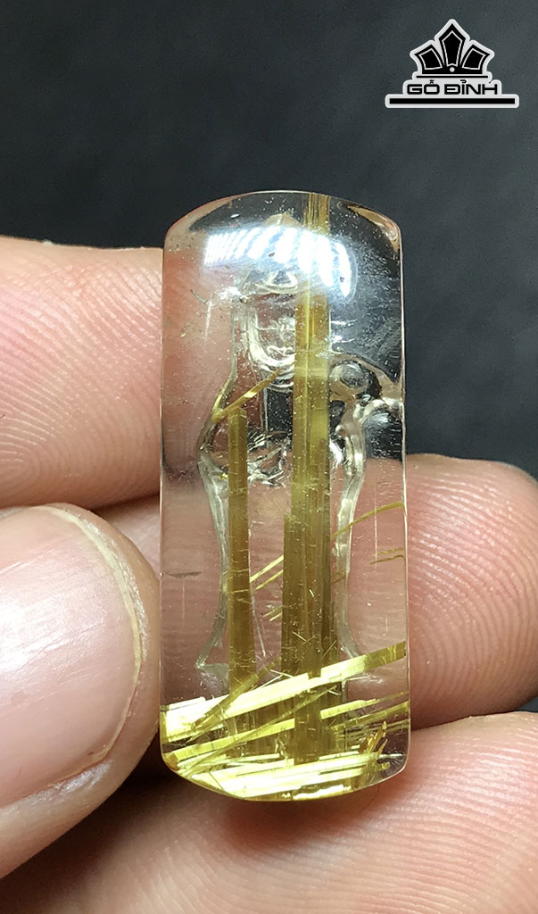 Mặt Dây Chuyền Đá Thạch Anh Tóc Vàng Cao 28 Ngang 11,3 Sâu 6,6 (mm) 3,8gr