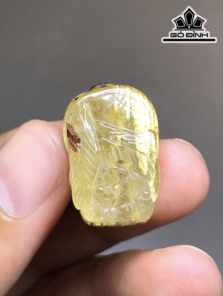 Mặt Dây Chuyền Tỳ Hưu Đá Thạch Anh Tóc Vàng Cao 24,3 Ngang 15,2 Sâu 13 (mm) 9,3gr
