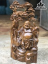Tượng Phật Di Lặc Đứng Gốc Tùng Gỗ Bách Xanh Cao 50 Ngang 25 Sâu 15 (cm)