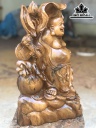 Tượng Phật Di Lặc Gỗ Bách Xanh Cao 42 Ngang 23 Sâu 19 (cm)