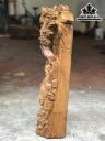 Tượng Phật Di Lặc Nhị Phúc Vác Cành Đào Gỗ Bách Xanh Cao 70 Ngang 26 Sâu 17 (cm)