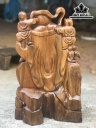 Tượng Phật Di Lặc Tam Phúc Gỗ Bách Xanh Cao 52 Ngang 32 Sâu 23 (cm)
