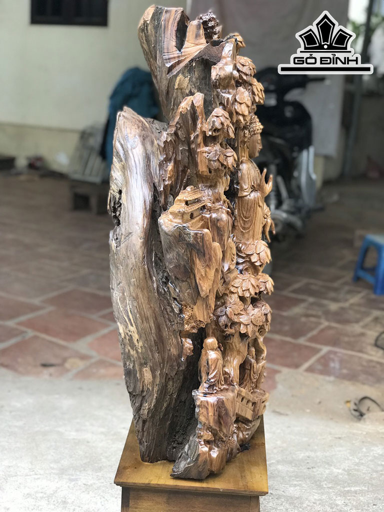 Tượng Thành Tâm Bái Phật Gỗ Bách Xanh Cao 113 Ngang 50 Sâu 30 (cm)