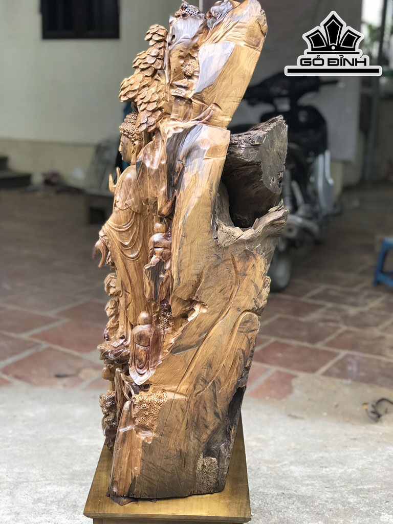Tượng Thành Tâm Bái Phật Gỗ Bách Xanh Cao 113 Ngang 50 Sâu 30 (cm)