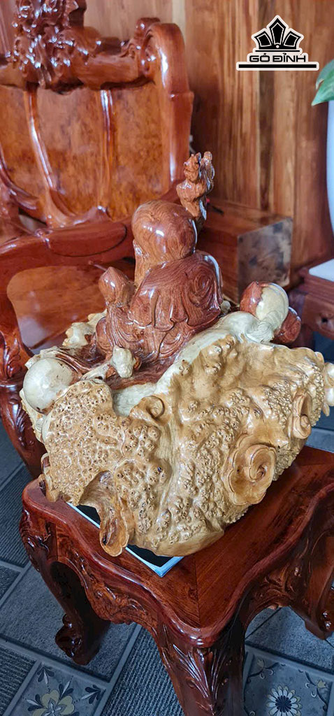 Tượng Ông Thọ Gỗ Nu Hương Cao 50 Ngang 50 Sâu 40 (cm)