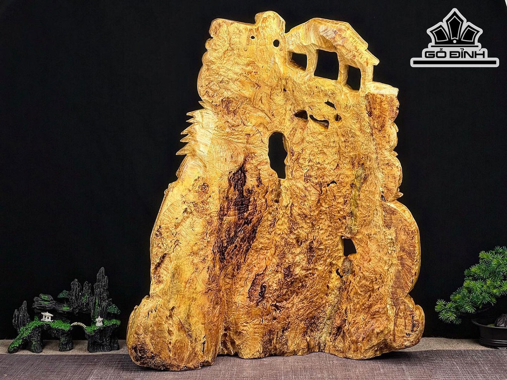 Tượng Cá Chép Hóa Rồng Gỗ Nu Kháo Cao 67 Ngang 55 Sâu 22 (cm)