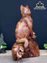Tượng Mèo Gỗ Cẩm Cao 41 Ngang 35 Sâu 18 (cm)