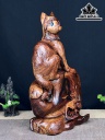 Tượng Mèo Gỗ Cẩm Cao 44 Ngang 25 Sâu 16 (cm)