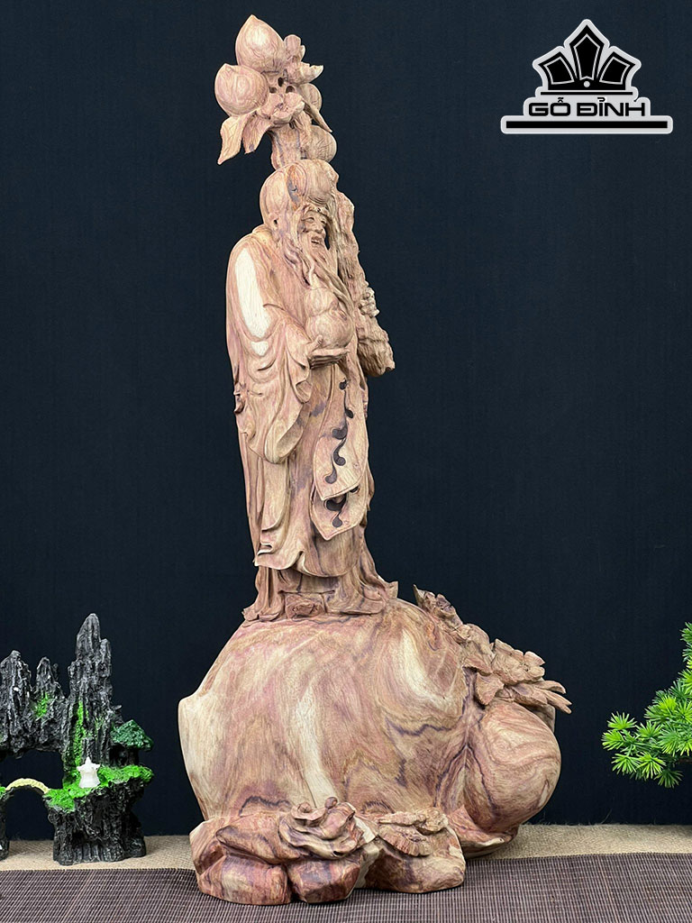 Tượng Ông Thọ Gỗ Sưa Cao 58 Ngang 28 Sâu 18 (cm)