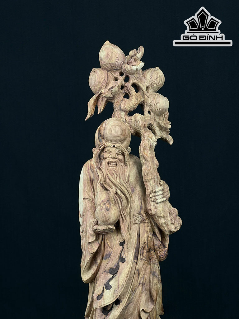 Tượng Ông Thọ Gỗ Sưa Cao 58 Ngang 28 Sâu 18 (cm)
