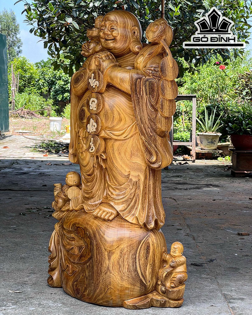 Tượng Phật Di Lặc Chúc Phúc Gỗ Cẩm Vàng Cao 108 Ngang 62 Sâu 32 (cm)