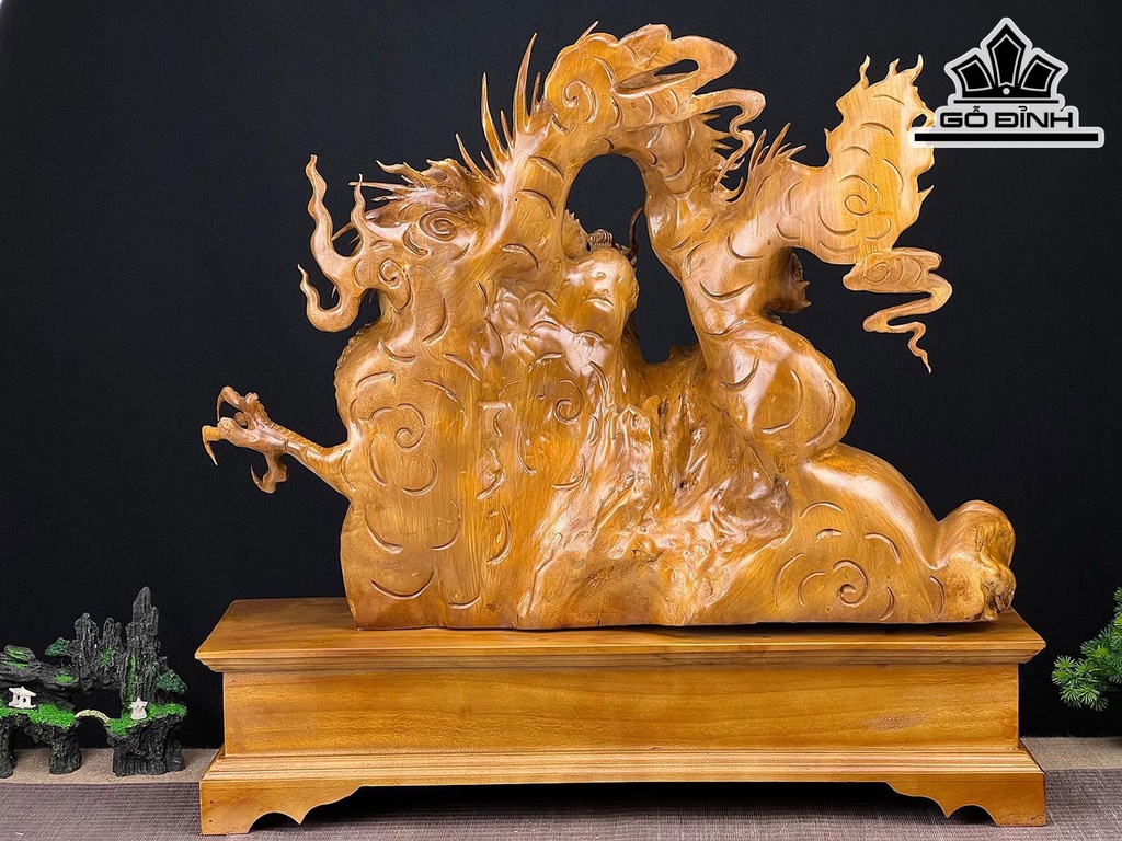Tượng Rồng ( Nhất Long) Gỗ Xá Xị Cao 67 Ngang 70 Sâu 24 (cm)