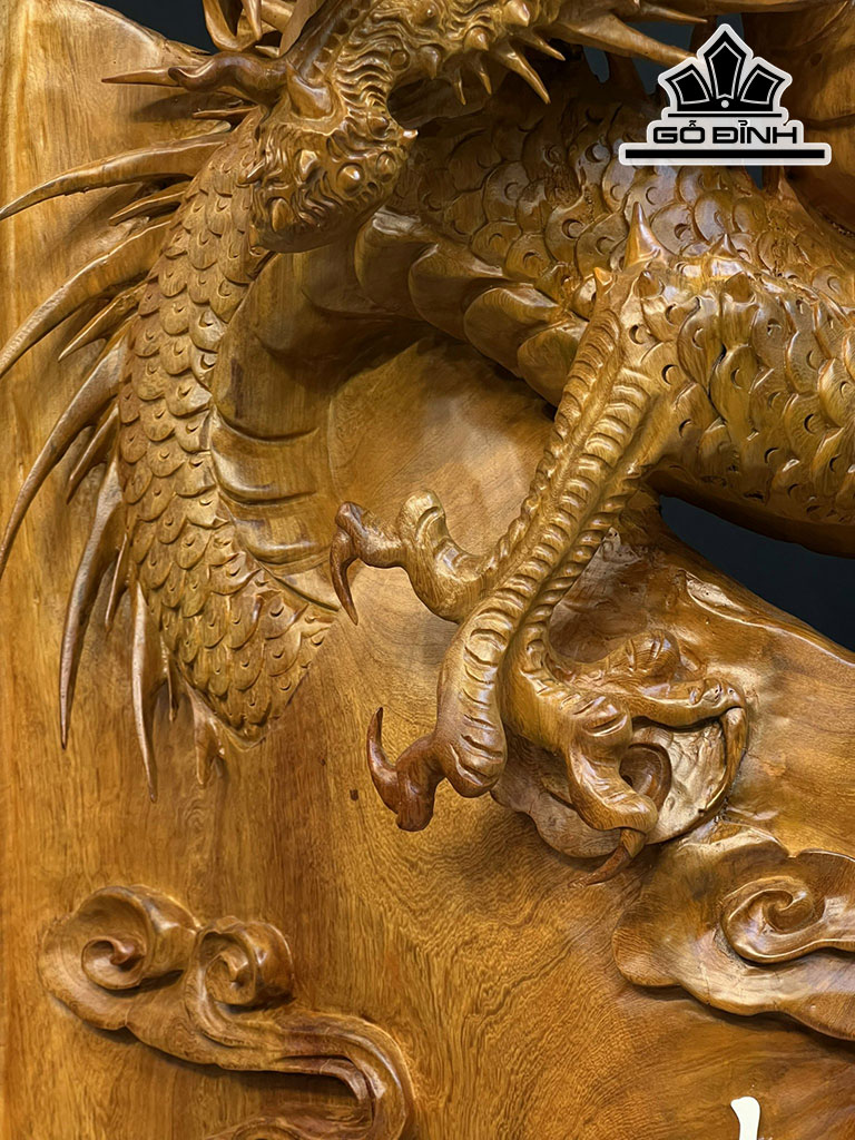 Tượng Rồng ( Nhất Long) Quấn Thư Gỗ Hương Cao 142 Ngang 64 Sâu 22 (cm)