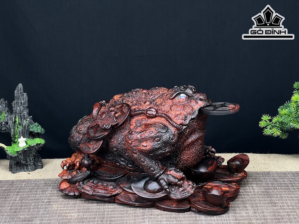 Tượng Thiềm Thừ Gỗ Trắc Cao 19 Ngang 31 Sâu 21 (cm)