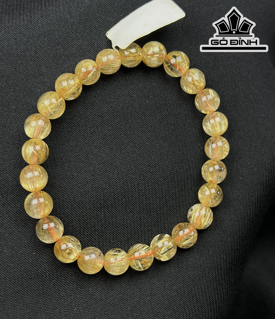 Vòng Tay Đá Thạch Anh Tóc Vàng Đường Kính Hạt 7 (mm)